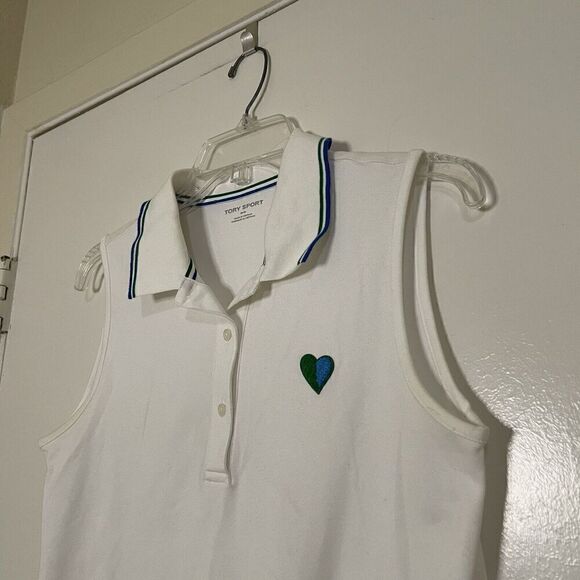Tory Burch Sport white cotton sleeveless polo size medium - Picture 2 of 6
